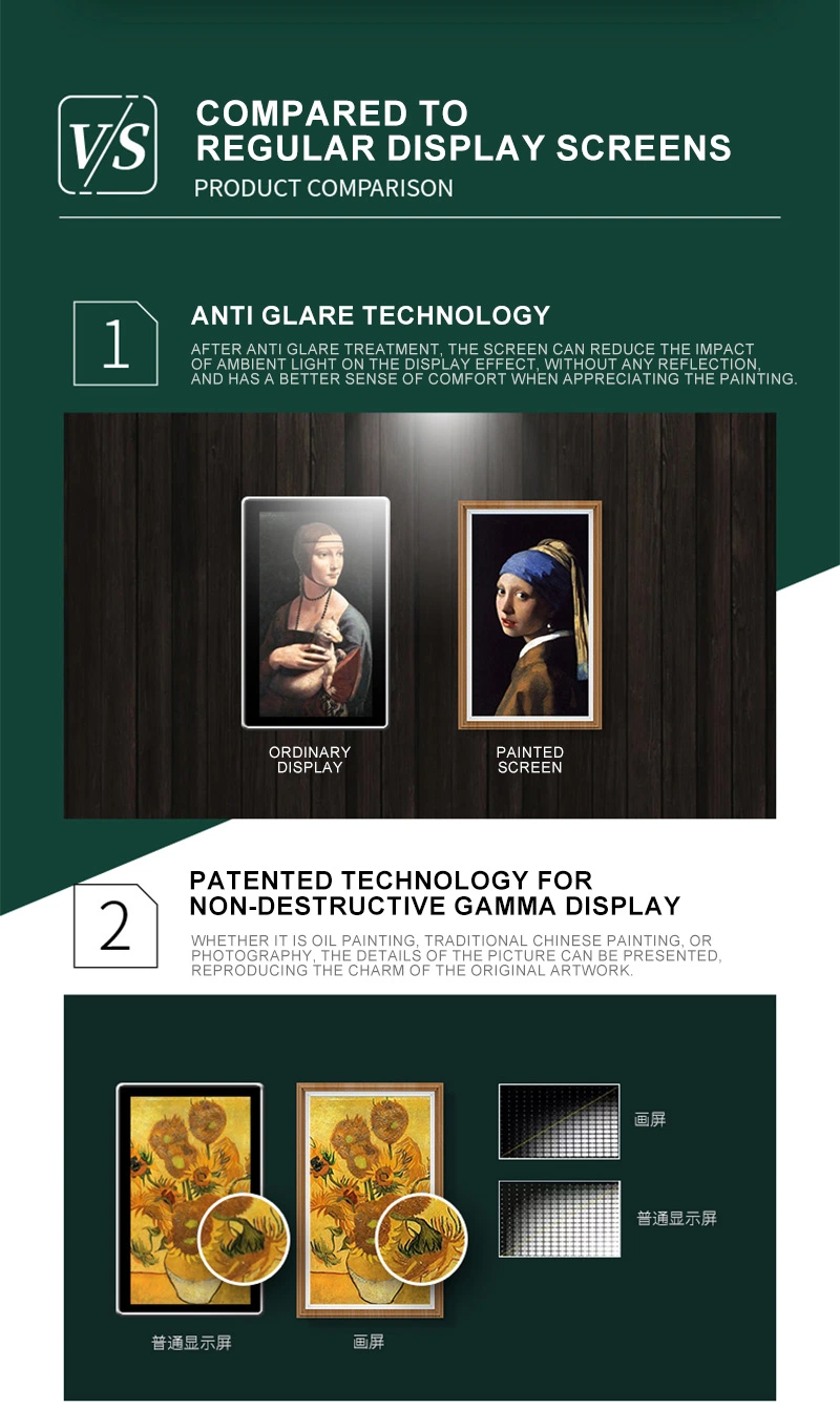 Ad 21.5 32 Inch Private Art Gallery Exhibition Work Smart TV Frame Digital Museum Anti-Glare Matte LCD Digital Photo Frame