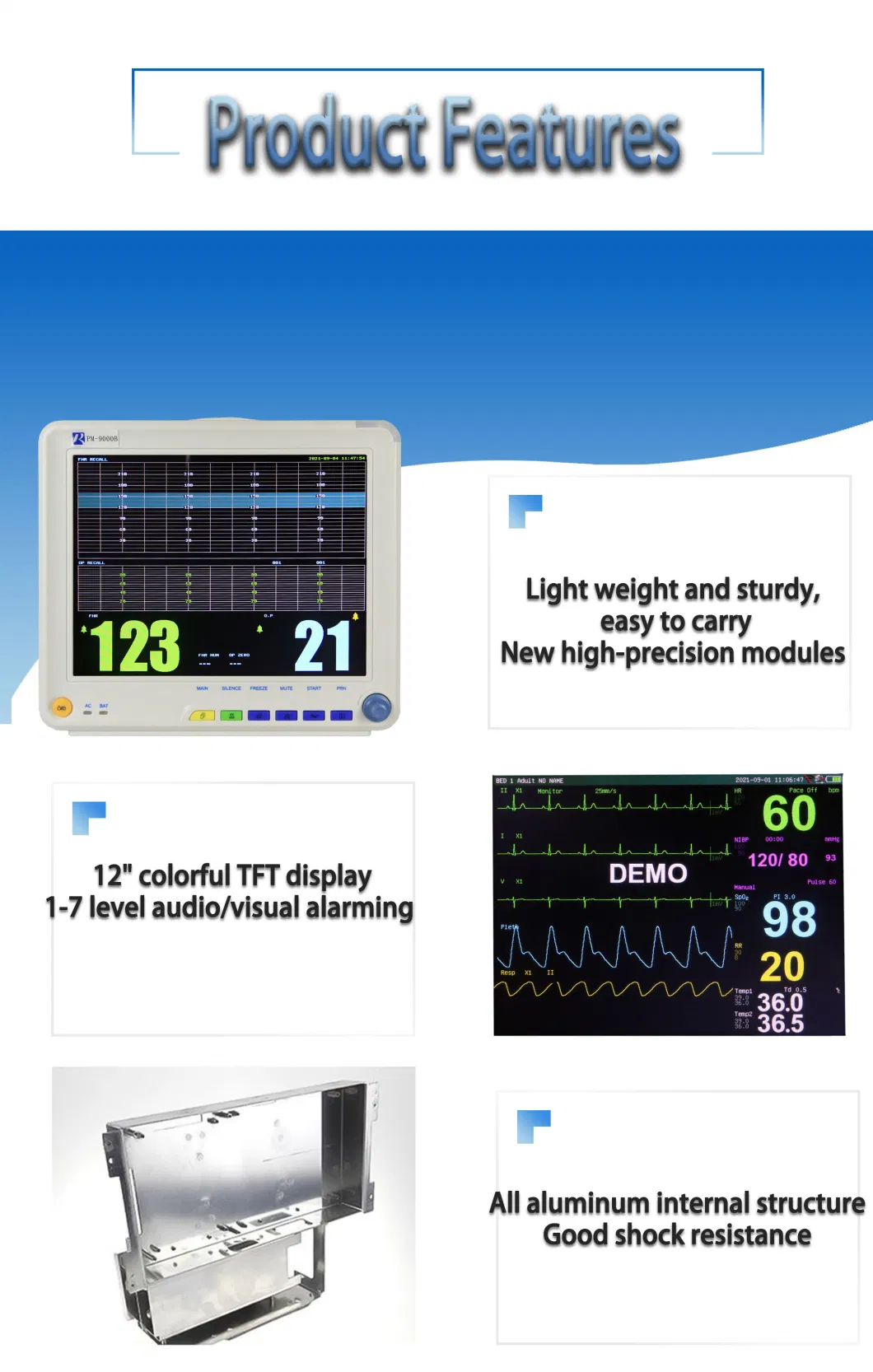 Baby /Maternal Use Light Weight Durable 12.1 Inch Fetal Monitor