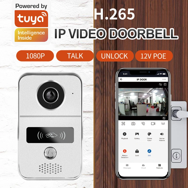 Smart Tuya WiFi Video Door Phone Intercom Doorbell Wireless Unlock IR Cut Night Vision Motion Detection Alarm Doorbell Camera
