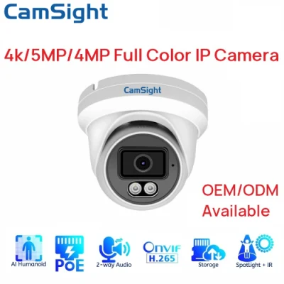 Camsight 4K 8MP 5MP 4MP 2MP Colorvu Vollfarb-IP-Kamera mit intelligenter Menschenerkennung Turret Dome IP-Kamera Poe CCTV Netzwerksicherheit IP-Kamera OEM-Lieferant