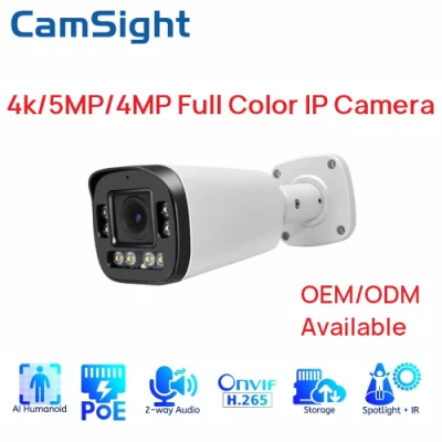 Camsight 4K 8MP 5MP 4MP 2MP Colorvu Vollfarb-IP-Kamera mit intelligenter Personenerkennung Bullet IP-Kamera Poe CCTV Netzwerksicherheit IP-Kamera OEM-Lieferant